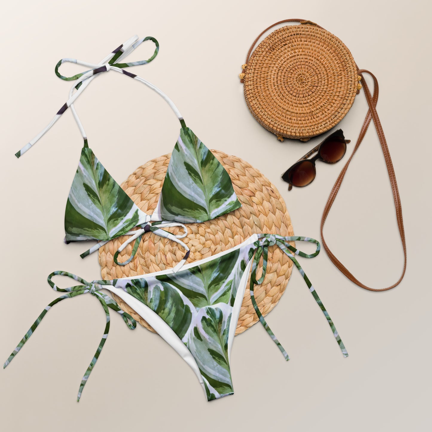 White Fusion Calathea recycled string bikini