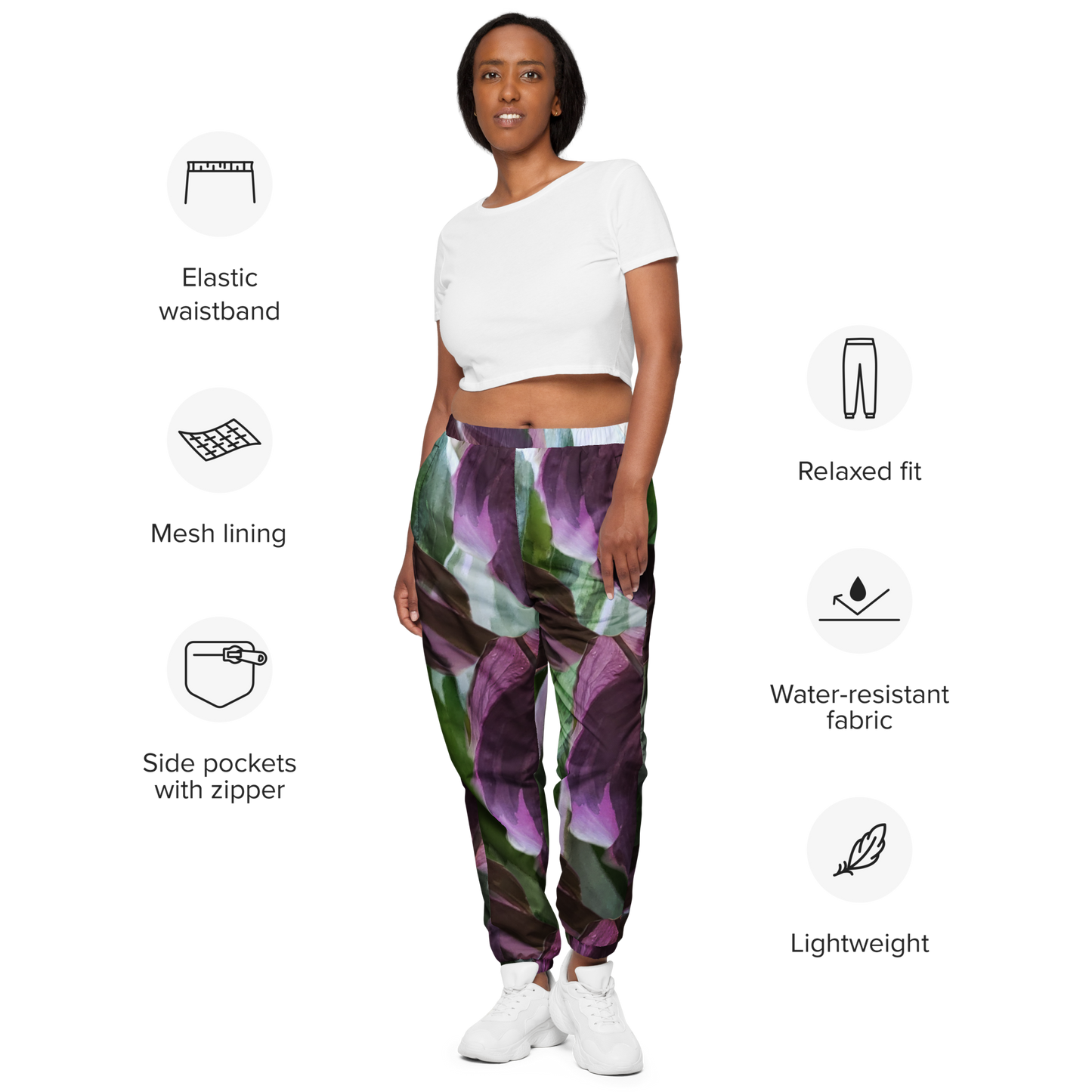 White Fusion Calathea Unisex track pants